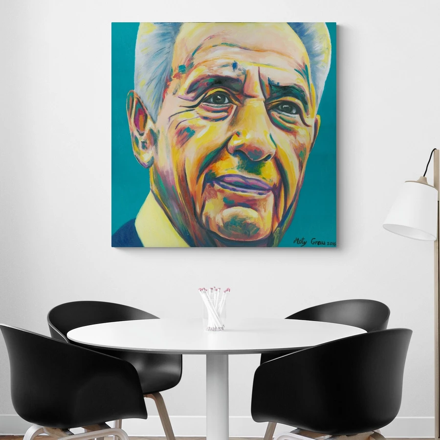 שמעון פרס - הדפס משודרג עם צבע בגווני שחור ולבן