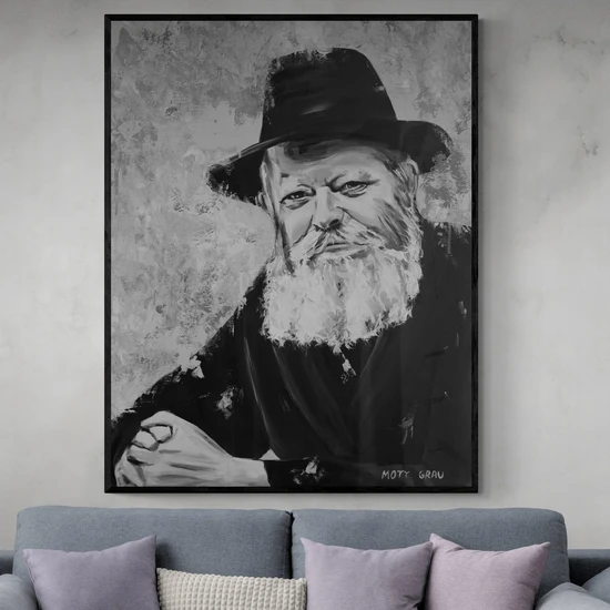 הרבי מלובביץ' בגווני שחור לבן